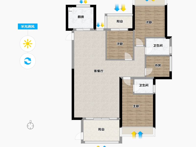 广东省-惠州市-远望一号花园-146.00-户型库-采光通风