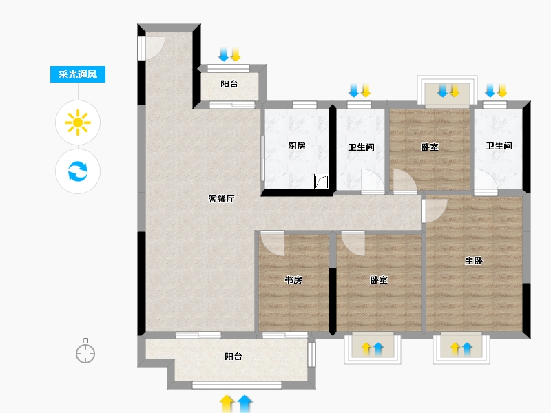 江西省-赣州市-龙湖润达天境-106.00-户型库-采光通风