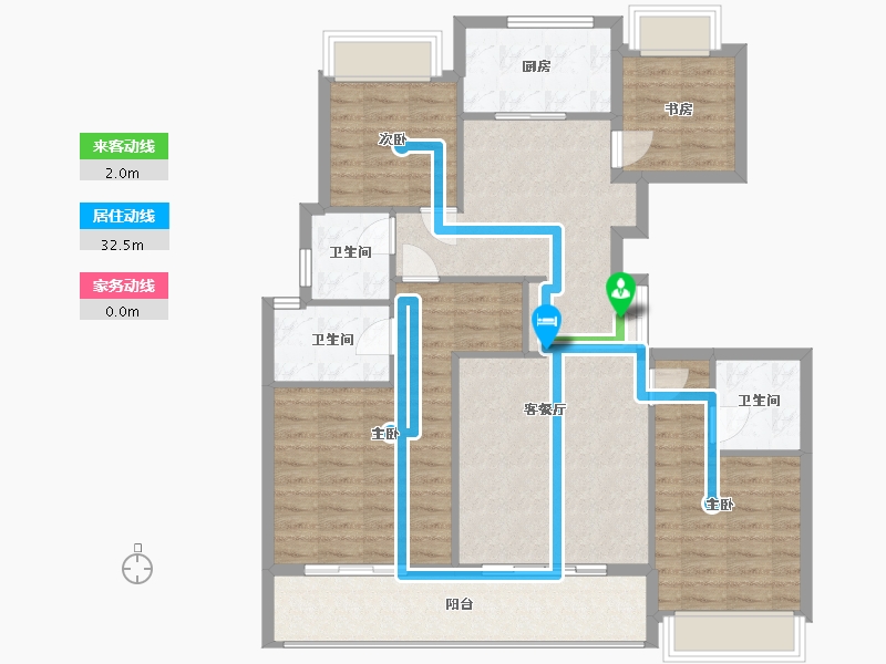 浙江省-杭州市-润如园-126.60-户型库-动静线