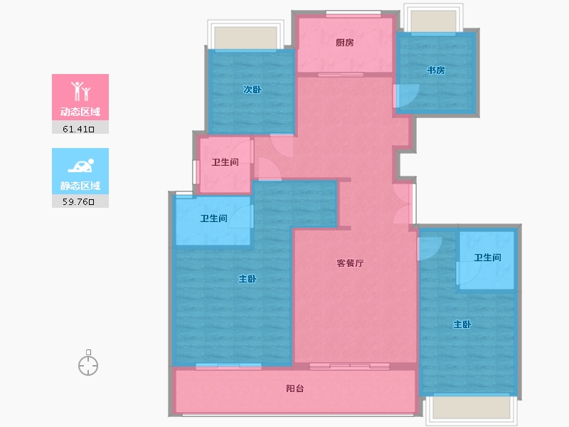 浙江省-杭州市-润如园-126.60-户型库-动静分区