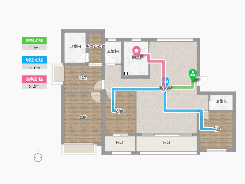 浙江省-宁波市-新长岛-105.00-户型库-动静线