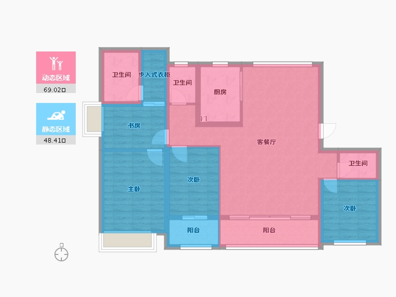 浙江省-宁波市-新长岛-105.00-户型库-动静分区