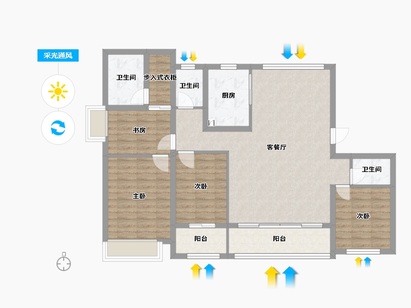 浙江省-宁波市-新长岛-105.00-户型库-采光通风