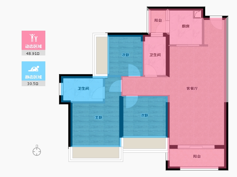 广东省-惠州市-万城·名座花园-76.15-户型库-动静分区