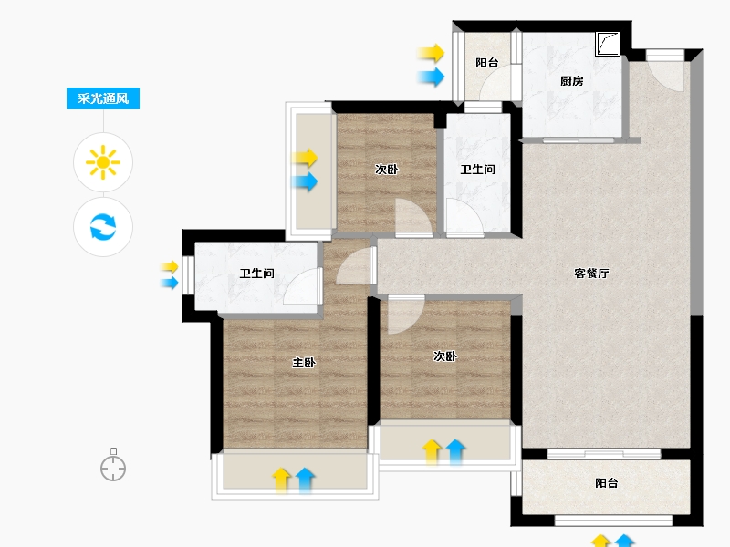 广东省-惠州市-万城·名座花园-76.15-户型库-采光通风