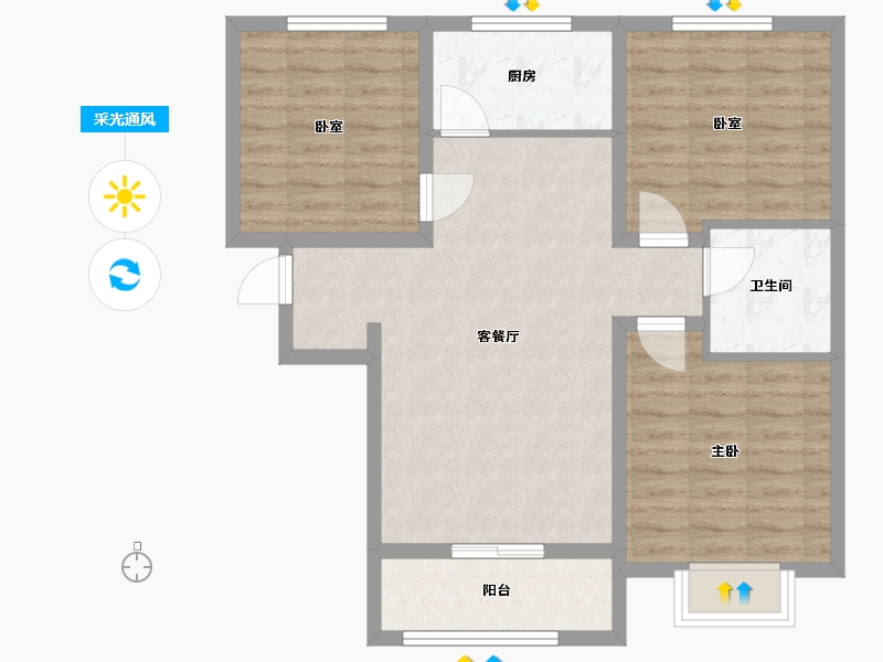 河北省-石家庄市-富地新园-78.00-户型库-采光通风