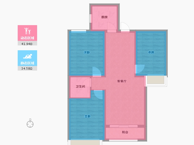 河北省-石家庄市-铜冶润江翡丽公馆-76.21-户型库-动静分区