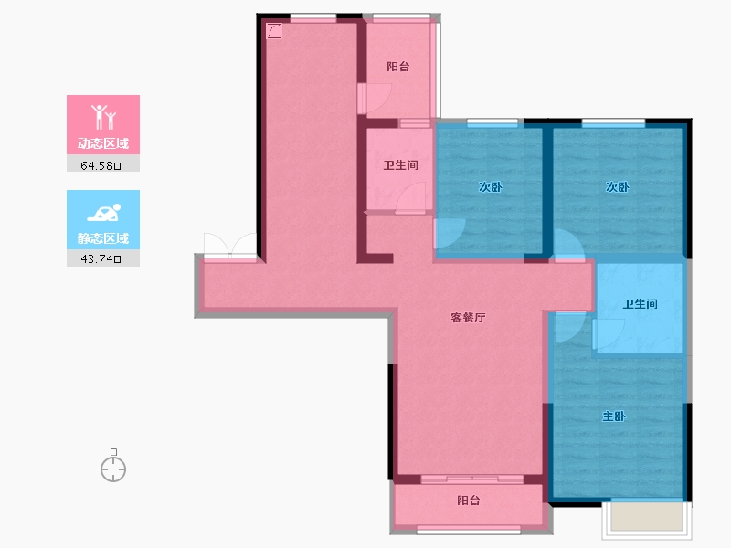 陕西省-榆林市-新府锦苑-108.00-户型库-动静分区