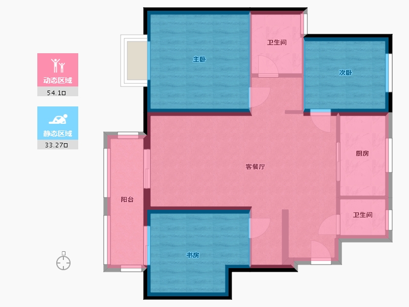 河北省-廊坊市-华润凯旋门-77.90-户型库-动静分区