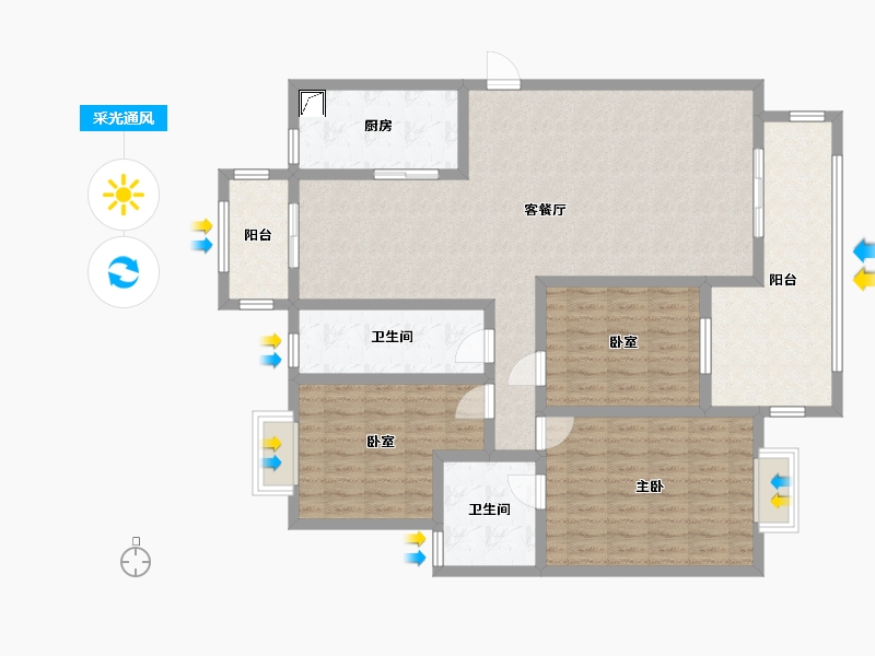 湖南省-长沙市-1-127.00-户型库-采光通风