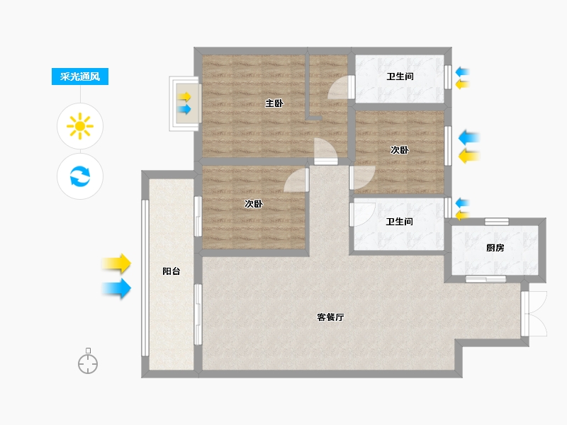 陕西省-宝鸡市-吾悦华府-100.00-户型库-采光通风