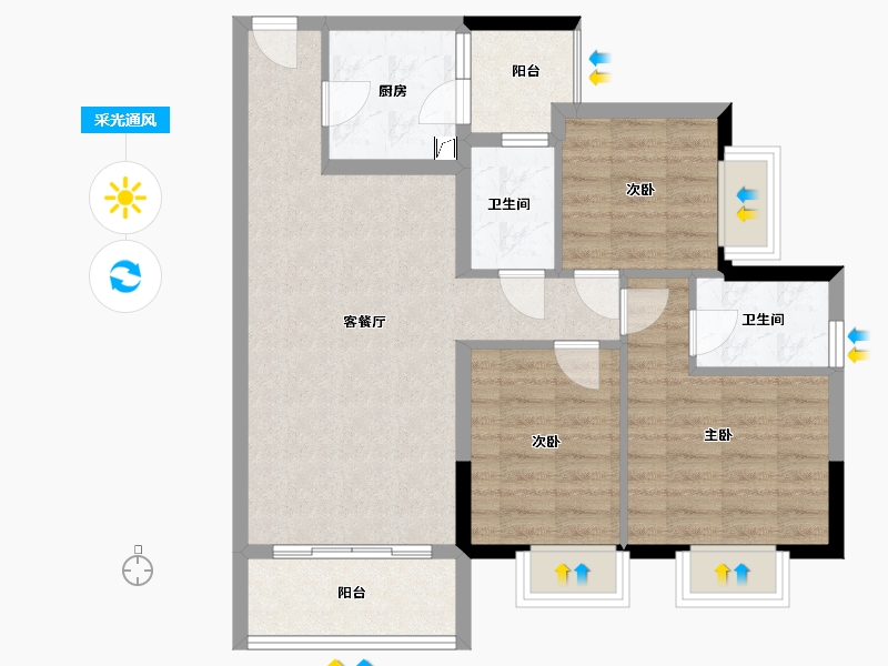 广东省-广州市-机场路小区-80.00-户型库-采光通风