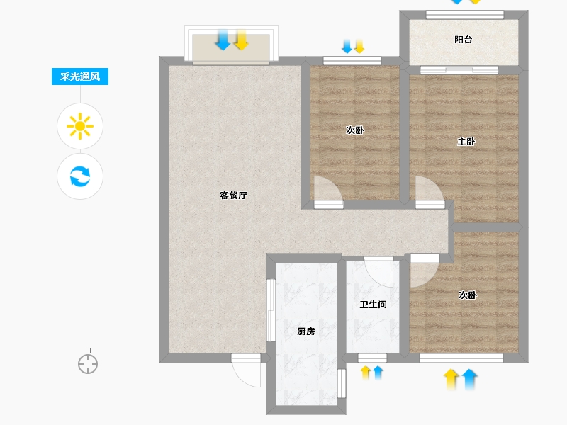 河北省-沧州市-书香华府-87.00-户型库-采光通风