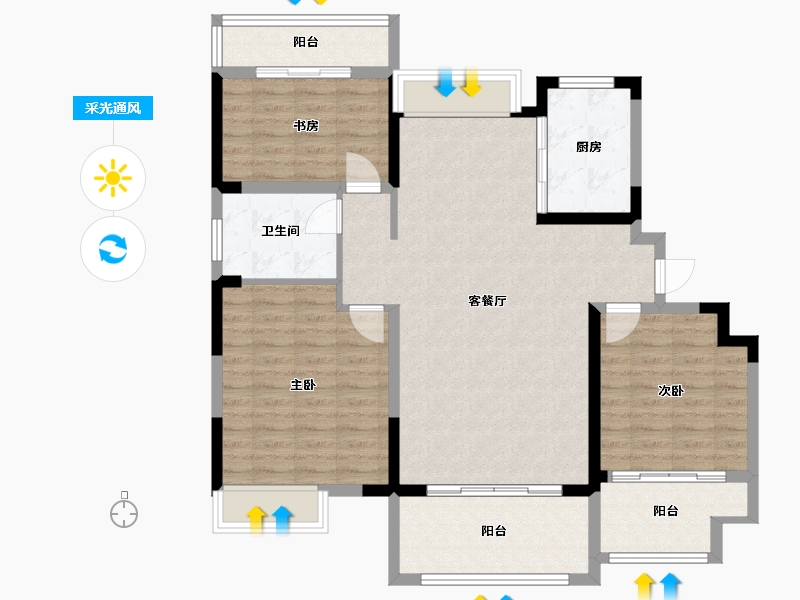 江苏省-南京市-荣盛锦澜府-106.00-户型库-采光通风