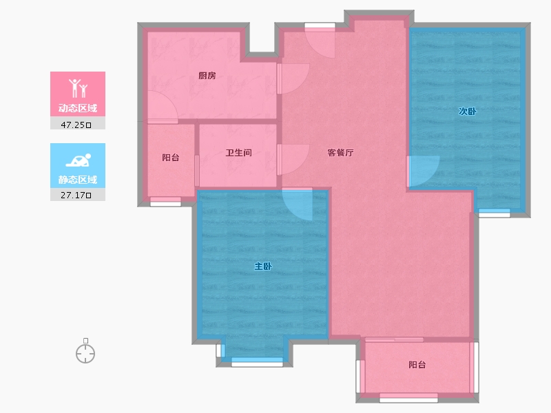 陕西省-西安市-万科城市之光-68.03-户型库-动静分区