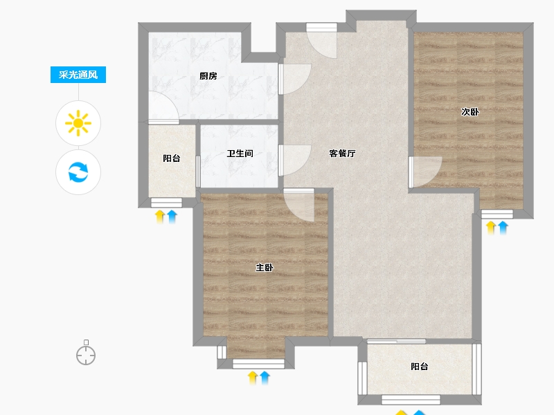 陕西省-西安市-万科城市之光-68.03-户型库-采光通风