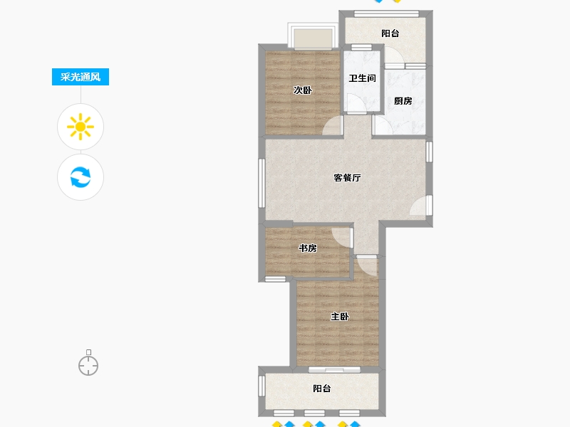 福建省-漳州市-华艺水晶花园-75.00-户型库-采光通风