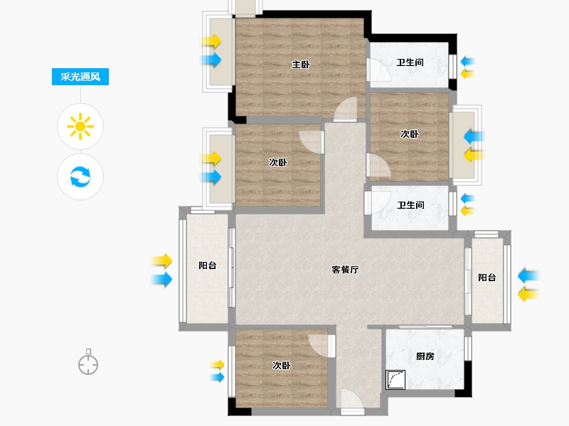 广东省-深圳市-华润置地公园九里花园-100.00-户型库-采光通风