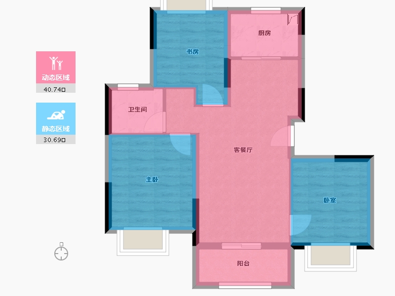 湖北省-武汉市-华润置地公园里-67.00-户型库-动静分区