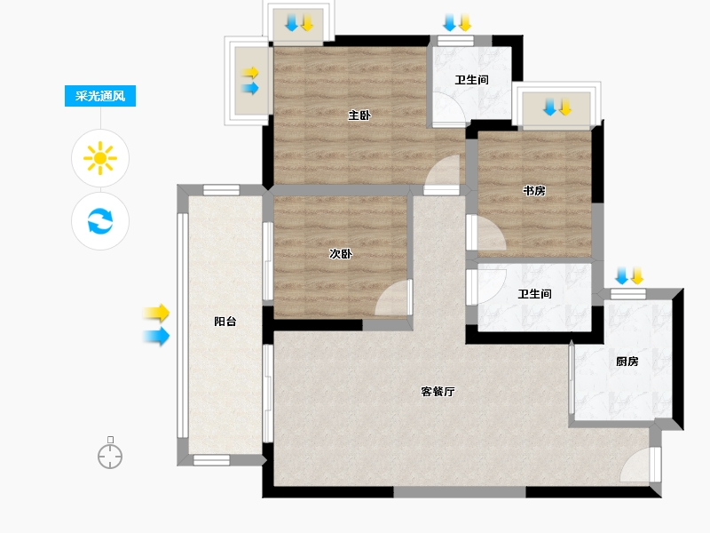 四川省-绵阳市-台北国际广场-78.52-户型库-采光通风