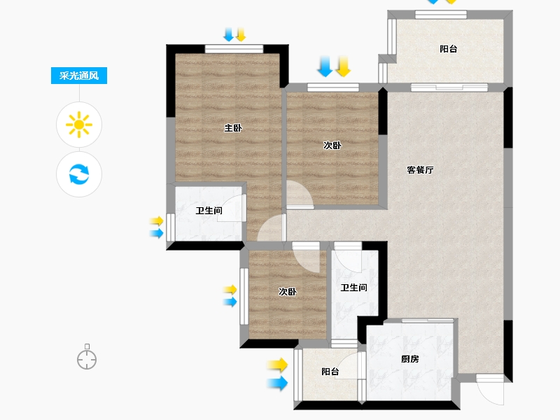 四川省-南充市-紫府小区-78.00-户型库-采光通风