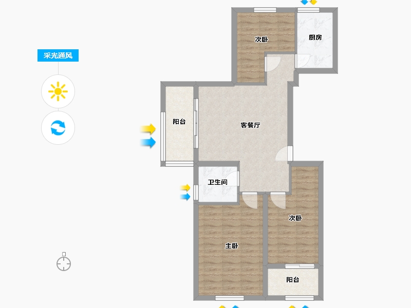 安徽省-宿州市-南方香格里拉小区-80.00-户型库-采光通风