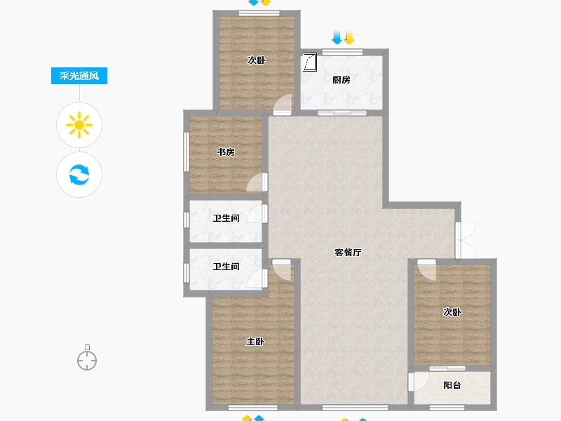 山东省-潍坊市-大源橡树湾-140.00-户型库-采光通风