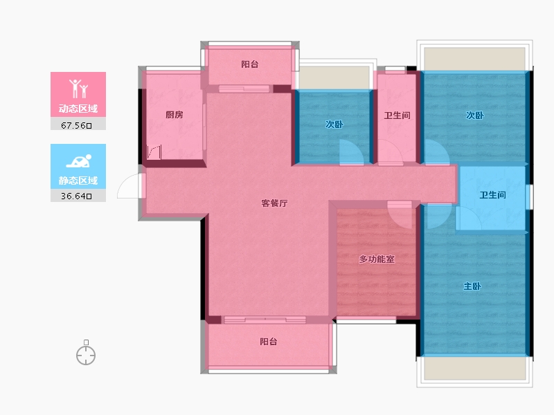 广东省-江门市-新会碧桂园南湖郡-90.00-户型库-动静分区