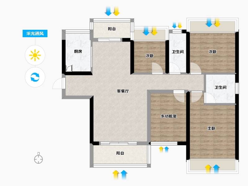 广东省-江门市-新会碧桂园南湖郡-90.00-户型库-采光通风