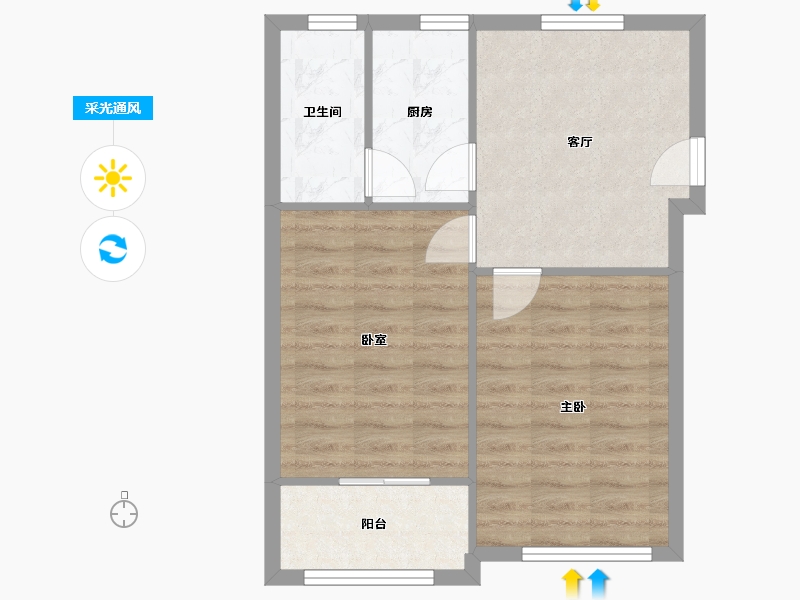 上海-上海市-城西二村-57.00-户型库-采光通风