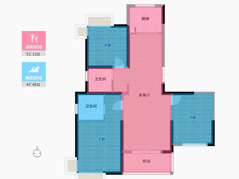 江苏省-盐城市-杰仕豪庭天樾-96.51-户型库-动静分区