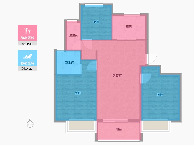 浙江省-金华市-蓝城春风溪语-70.26-户型库-动静分区