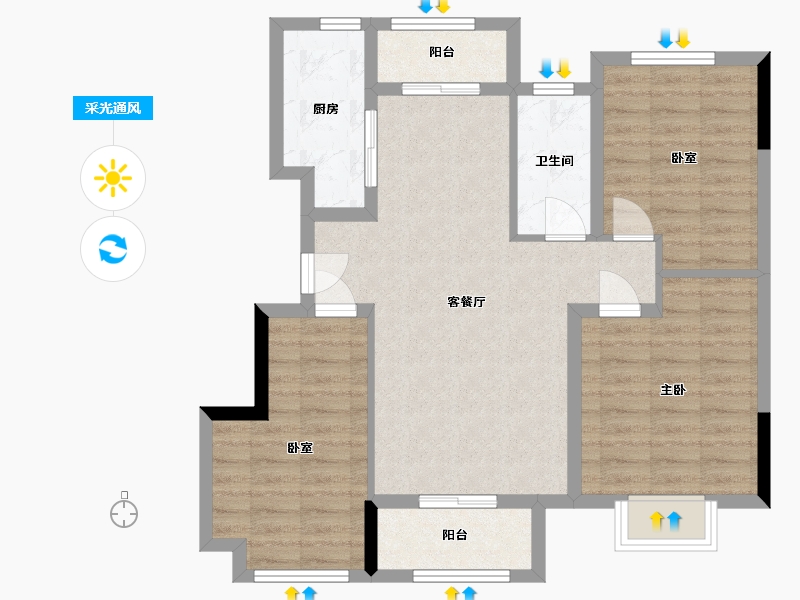 山东省-济南市-中海国际社区紫御公馆-90.00-户型库-采光通风