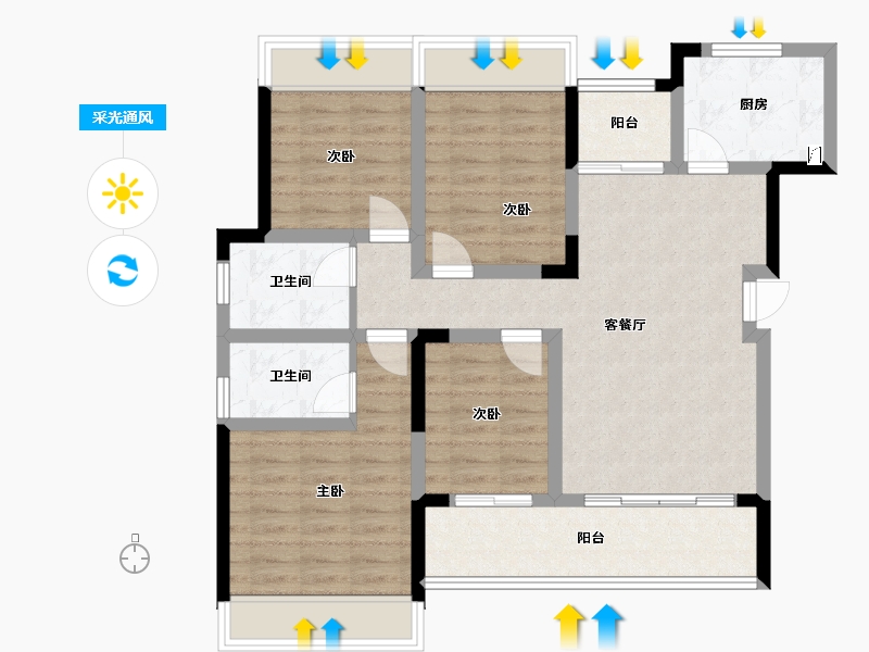 贵州省-贵阳市-云和春天-118.00-户型库-采光通风