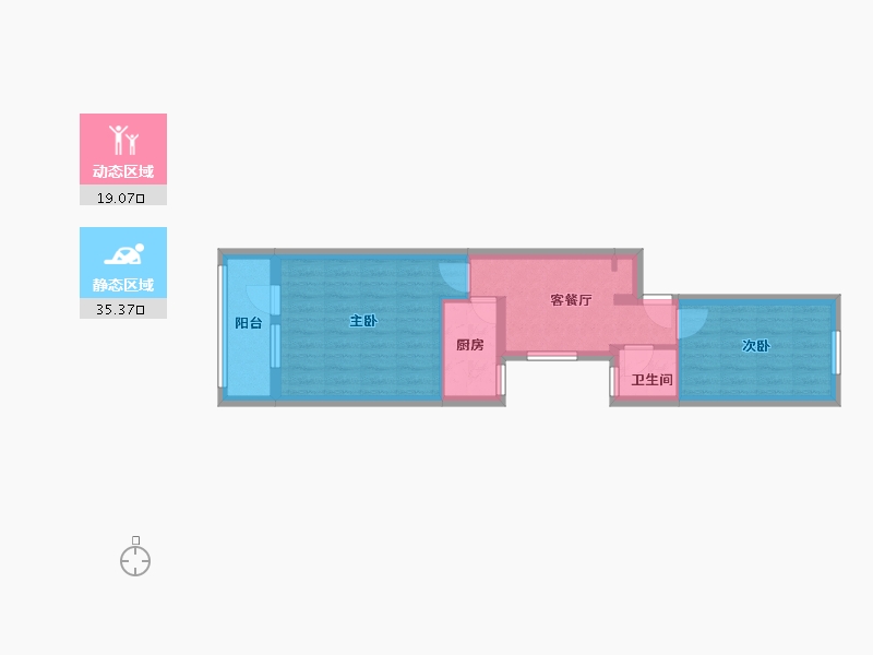 北京-北京市-八里庄东里-45.40-户型库-动静分区