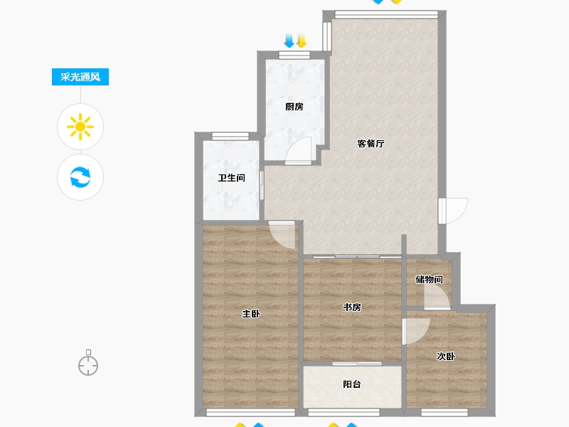 浙江省-宁波市-格兰春晨一期-73.00-户型库-采光通风