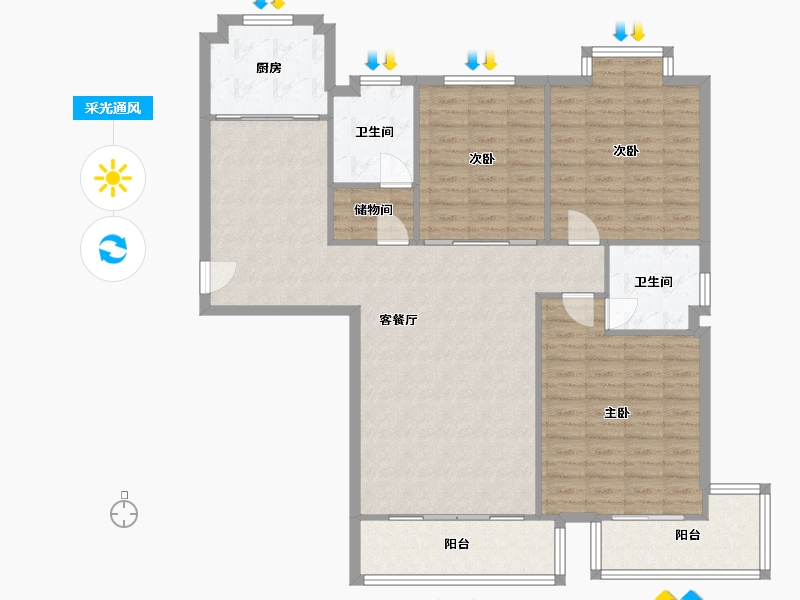 浙江省-温州市-时代都市广场-150.00-户型库-采光通风