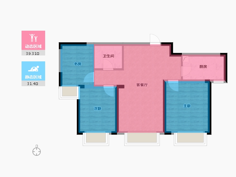 新疆维吾尔自治区-乌鲁木齐市-中海熙岸-71.70-户型库-动静分区