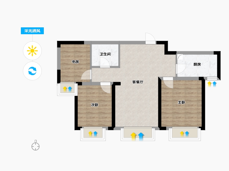 新疆维吾尔自治区-乌鲁木齐市-中海熙岸-71.70-户型库-采光通风