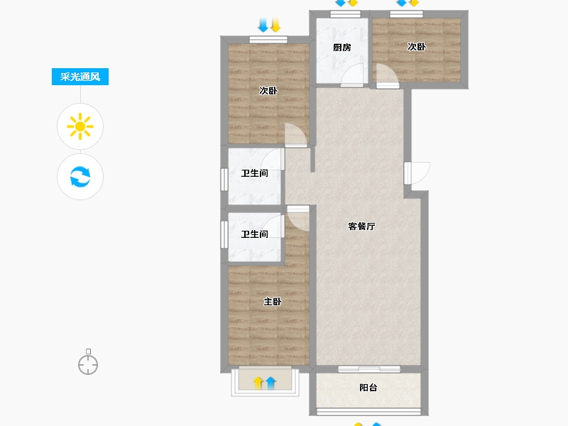 河北省-保定市-方通·国仕山小区-89.00-户型库-采光通风