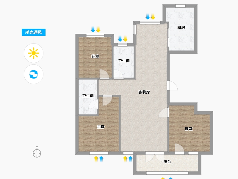 河南省-郑州市-绿城百合花园-119.00-户型库-采光通风