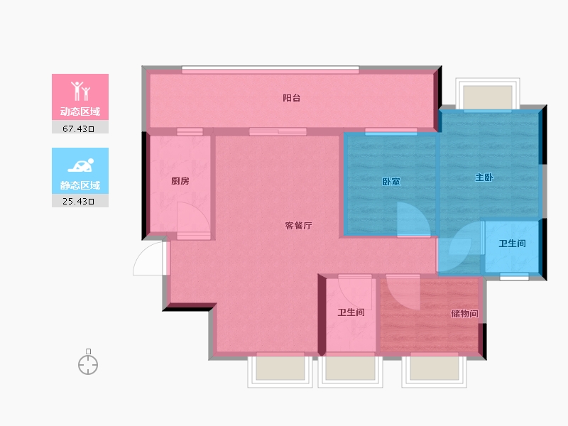 四川省-广安市-星辰壹号-85.86-户型库-动静分区