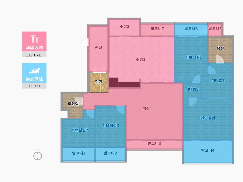 경기도-성남시 분당구-파크뷰-227.74-户型库-动静分区