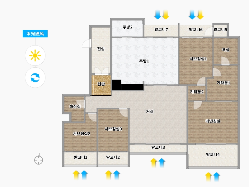 경기도-성남시 분당구-파크뷰-227.74-户型库-采光通风