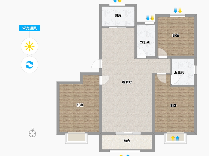 山东省-济南市-龙域公馆-115.00-户型库-采光通风