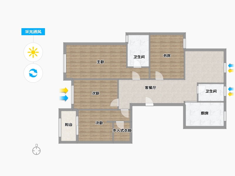 浙江省-宁波市-江沿景苑-116.00-户型库-采光通风