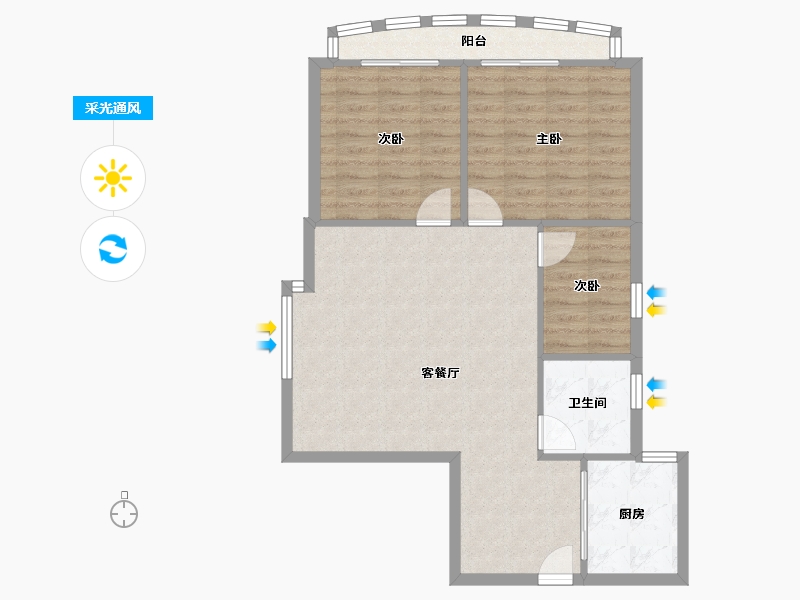 湖北省-武汉市-德润大厦-90.83-户型库-采光通风