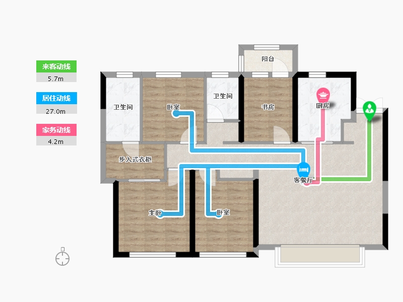 陕西省-西安市-绿城紫薇公馆-109.00-户型库-动静线