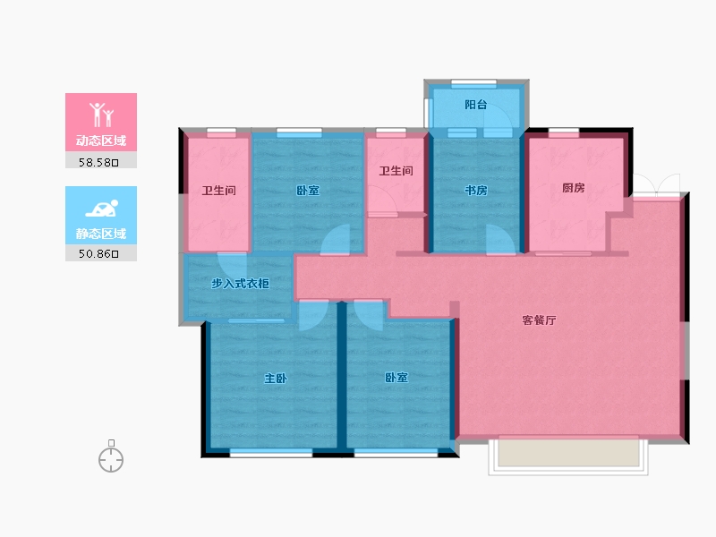 陕西省-西安市-绿城紫薇公馆-109.00-户型库-动静分区