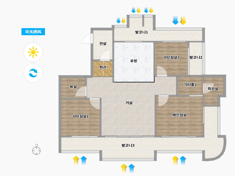 경기도-수원시 장안구-천천푸르지오-127.43-户型库-采光通风